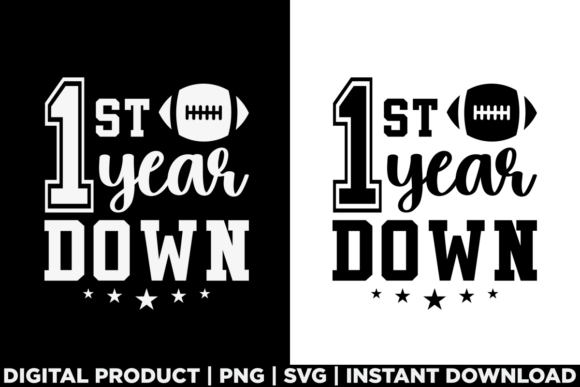 1st Year Down Birthday Football Tee Graphics