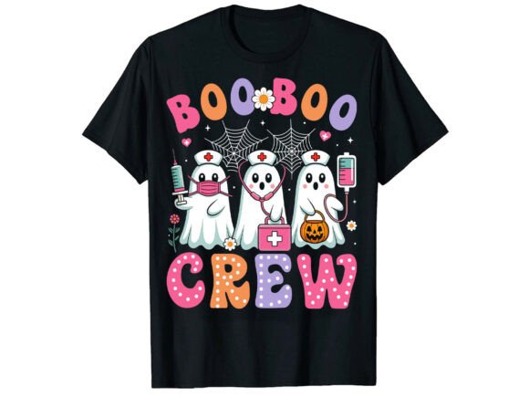 Boo Crew Cute Halloween Nurse T-Shirt Graphics