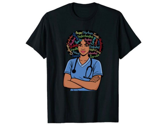 Educated Dedicated Black Nurse T-Shirt Graphics